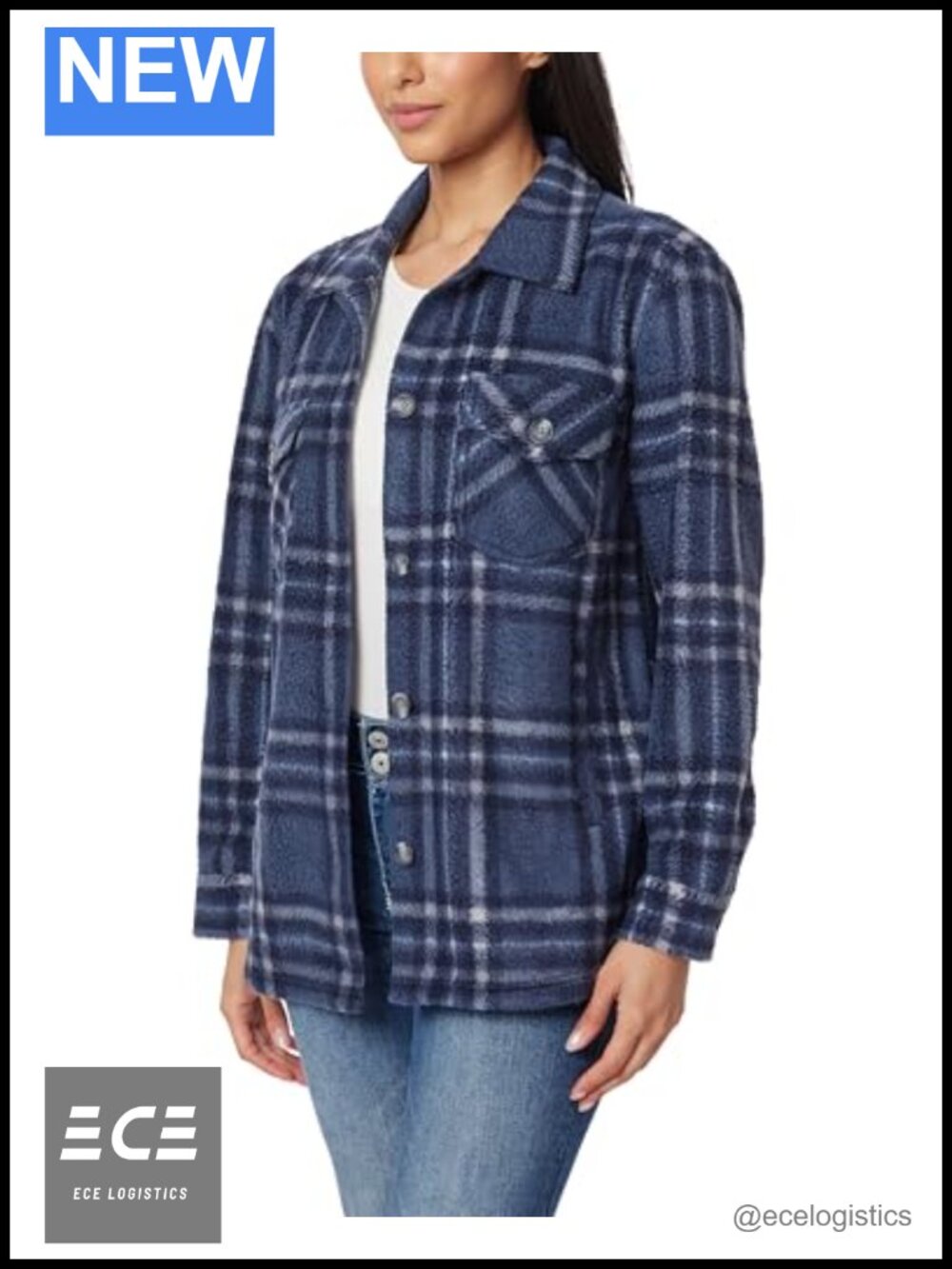 Fleece Plaid Shacket Button Down Casual Jacket Long Sleeve Layering